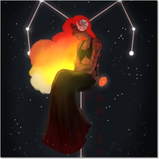 Fiery Aries Goddess Posters and Art